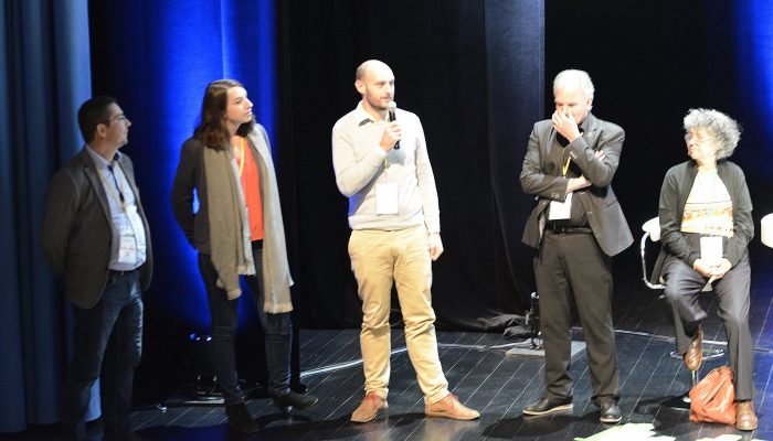 CBD2017-06-10-047 Clôture du Congrès - De gauche à droite : Sébastien FLON, Bourgogne Bâtiment Durable - Marie GRACIA, Plan Bâtiment Durable - Jonathan LOUIS, ADEME - Christian MARIE, Cluster RECI